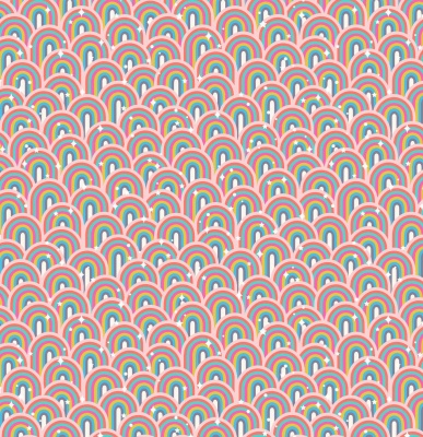 OTR Pastel Pink Little Rainbows Cotton