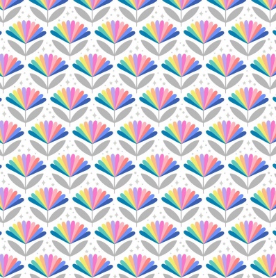 OTR Pastel Rainbow Flower Cotton