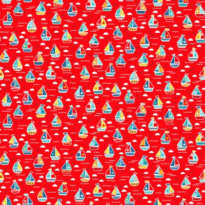 Pool Party Boats Red Cotton