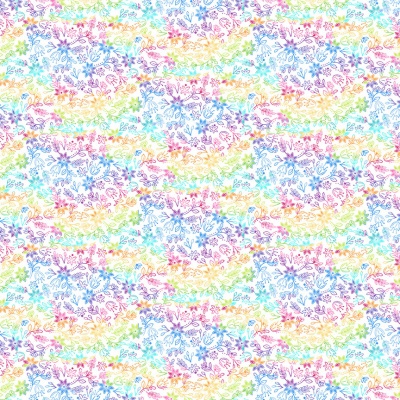 Rainbow Garden Meadow White Cotton