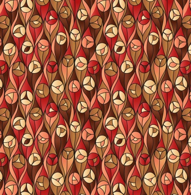 Reflections Brown & Red  Buds Cotton