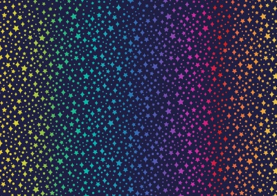 OTR Rainbow Sparkles on Nearly Black Cotton