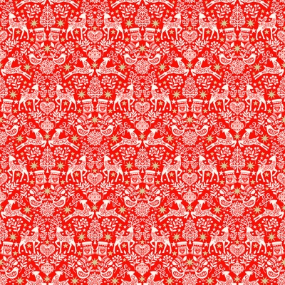 Scandi 22 Folk Red Cotton Metallic