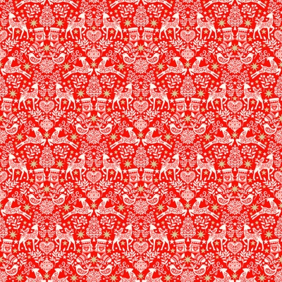 Scandi 22 Folk Red Cotton Metallic