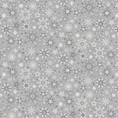 Scandi 22 Snowflakes Cream on Grey Cotton Metallic