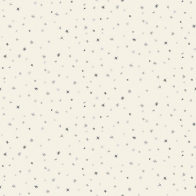 Scandi 22 Stars Grey on Cream Cotton Metallic