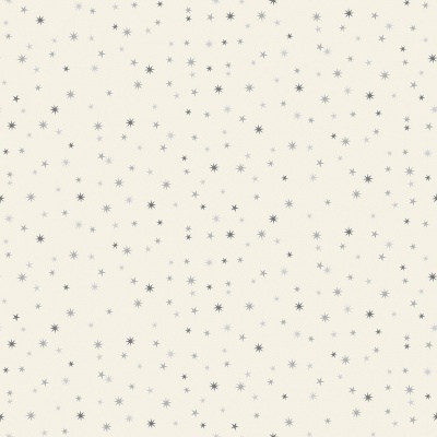 Scandi 22 Stars Grey on Cream Cotton Metallic