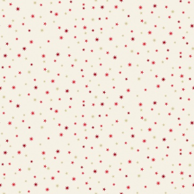 Scandi 22 Stars Red on Cream Cotton Metallic