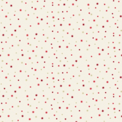 Scandi 22 Stars Red on Cream Cotton Metallic