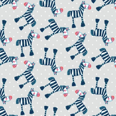 Silly Safari Grey Zebra Cotton