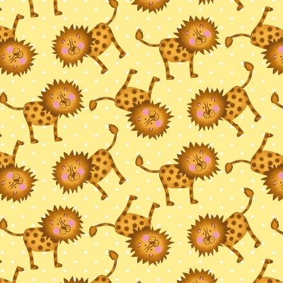 Silly Safari Yellow Lion Cotton