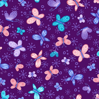 Sparkle Like A Unicorn Butterflies Purple Cotton