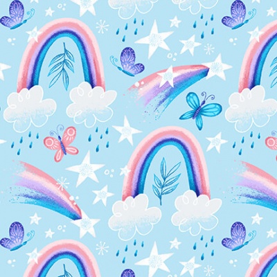 Sparkle Like A Unicorn Rainbows Blue Cotton