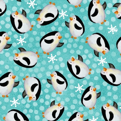 Snowville Penguins Aqua Cotton