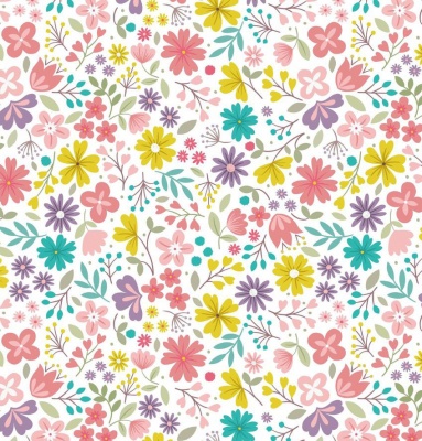 Spring Treats Spring Floral on Cream Cotton