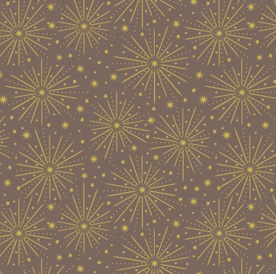 Honey Bee Gold Metallic Starburst on Fawn Cotton