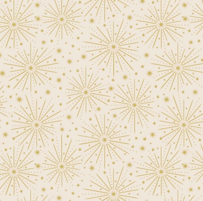 Honey Bee Gold Metallic Starburst on Dark Cream Cotton