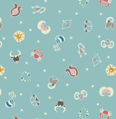 Small Things Star Signs on Dreamy Blue Cotton