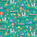 Jungle Safari Animal Wildlife Jade Cotton