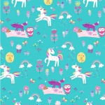 Unicorn Magic Magical Forest Aqua Cotton Pearlescent