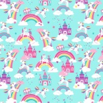 Unicorn Magic Unicorn Dreams Aqua Cotton Pearlescent