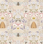 Honey Bee Beehive on Dark Cream Cotton