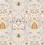 Honey Bee Beehive on Dark Cream Cotton