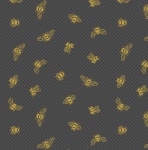 Honey Bee Gold Metallic Bees on Charcoal Cotton