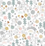 Bella Bunny & Bear, Bella & Bear on Cream Cotton