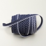 Navy Spot Lace Edge Bias