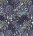 Bluebell Wood on Dark Blue Cotton