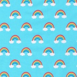 Happy Little Unicorns Blue Rainbows Cotton