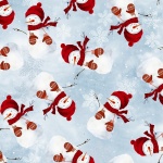 A Christmas to Remember Blue Tossed Snowmen Cotton