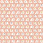 Baby Safari Elephants Pink Cotton