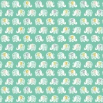 Baby Safari Elephants Turquoise Cotton