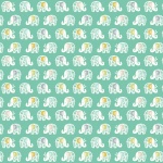Baby Safari Elephants Turquoise Cotton
