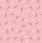 Bunny Hop Bunny on Pink Cotton