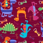 Dino World Burgundy Dino Dudes Cotton