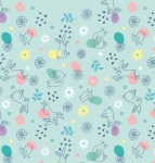 Spring Treats Chicks & Bunnies on Light Blue Cotton