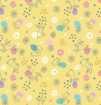 Spring Treats Chicks & Bunnies on Yellow Cotton