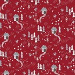 Little Red Dark Red Forest Path Cotton