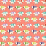 Dino Triceratop Coral Cotton