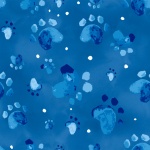 A dog's Life Paw Prints Blue Cotton