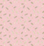 Enchanted Feathers & Stars on Pink with Gold Metallic Cotton