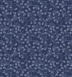 Enchanted Flowers on Dark Blue with Silver Metallic Cotton