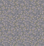 Enchanted Flowers on Grey with Gold Metallic Cotton