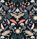 Enchanted Owl on Midnight with Gold Metallic Cotton