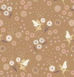 Fairy Clocks on Deep Gold with Gold Metallic Cotton