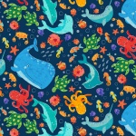 Under The Sea Fin-Tastic Blue Cotton