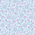 Fly By Butterfly Flower Medley Blue Cotton